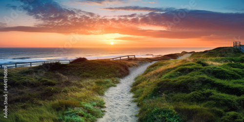 Path at Atlantic Ocean over...