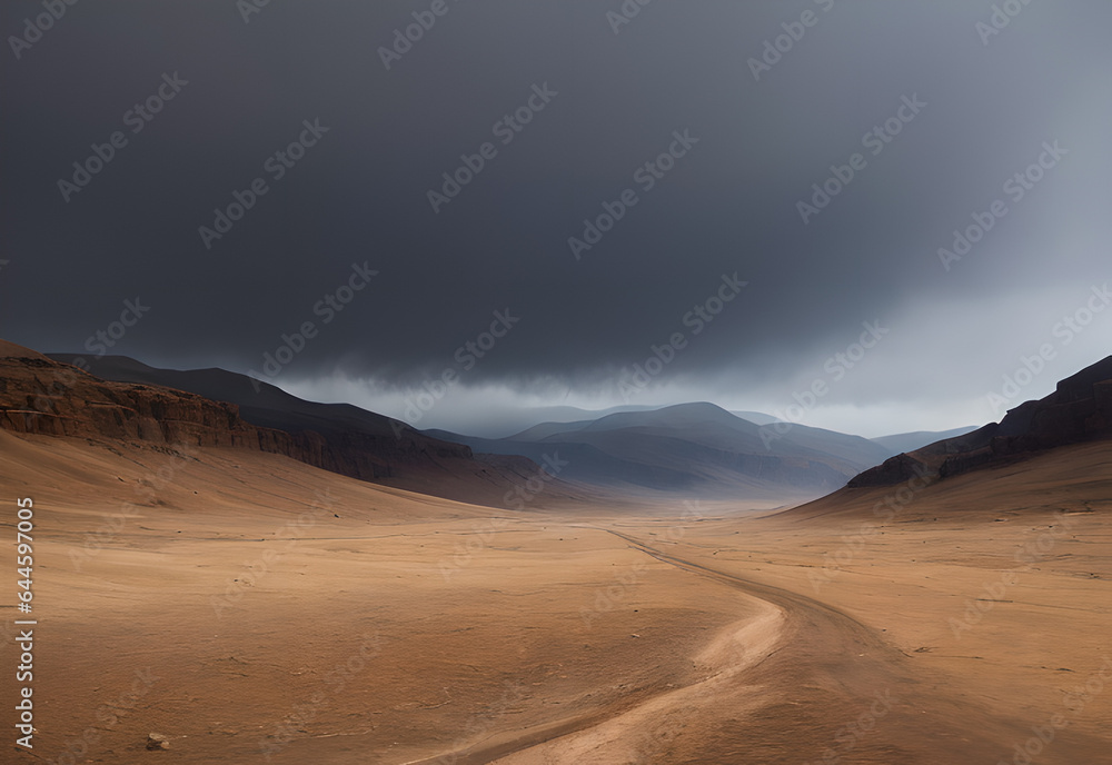 Desert road clouds, generative ai