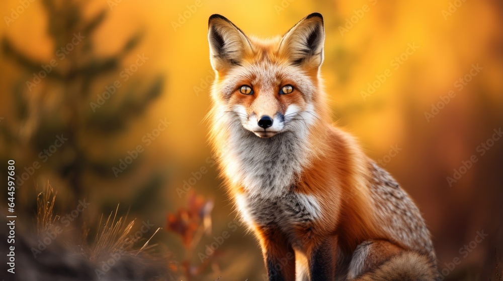 A breathtaking shot of a Fox his natural habitat, showcasing his majestic beauty and strength.