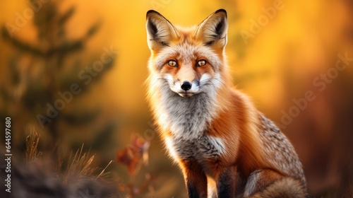 A breathtaking shot of a Fox his natural habitat, showcasing his majestic beauty and strength.
