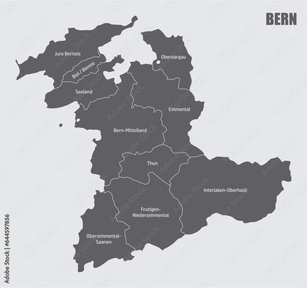 Fototapeta premium Bern Canton administrative map