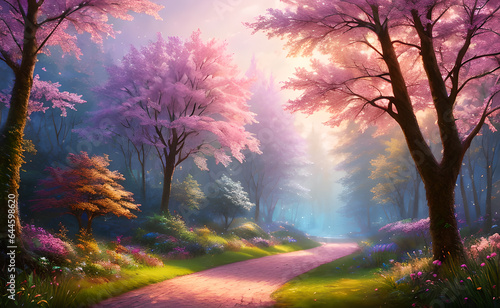 Beautiful fantasy fairy forest, generative ai © LIUBOMYR