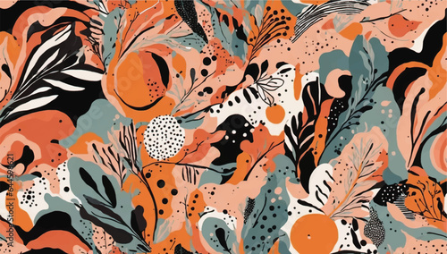 Modern bohemian abstract print. Creative collage contemporary seamless pattern. Fashionable template for design