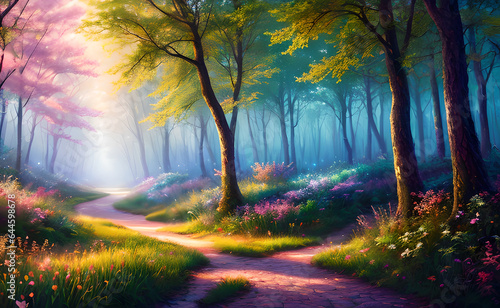 Beautiful fantasy fairy forest, generative ai © LIUBOMYR