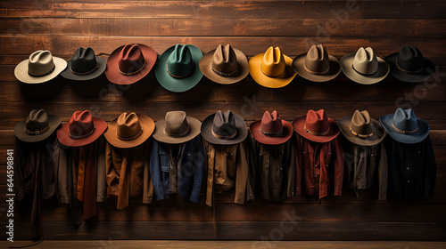 different stylish male hats on wooden background
