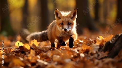 Charming Ruddy Fox, Vulpes vulpes in drop woodland. Excellent creature within the nature territory. Natural life scene from the wild nature, Germany, Europe. Charming creature in environment