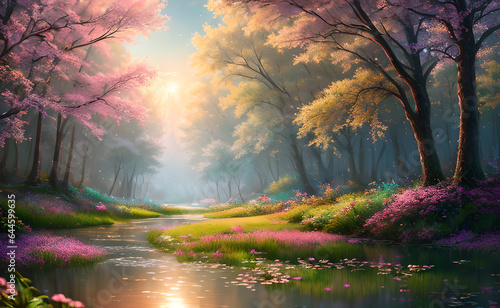 Beautiful fantasy fairy forest, generative ai © LIUBOMYR