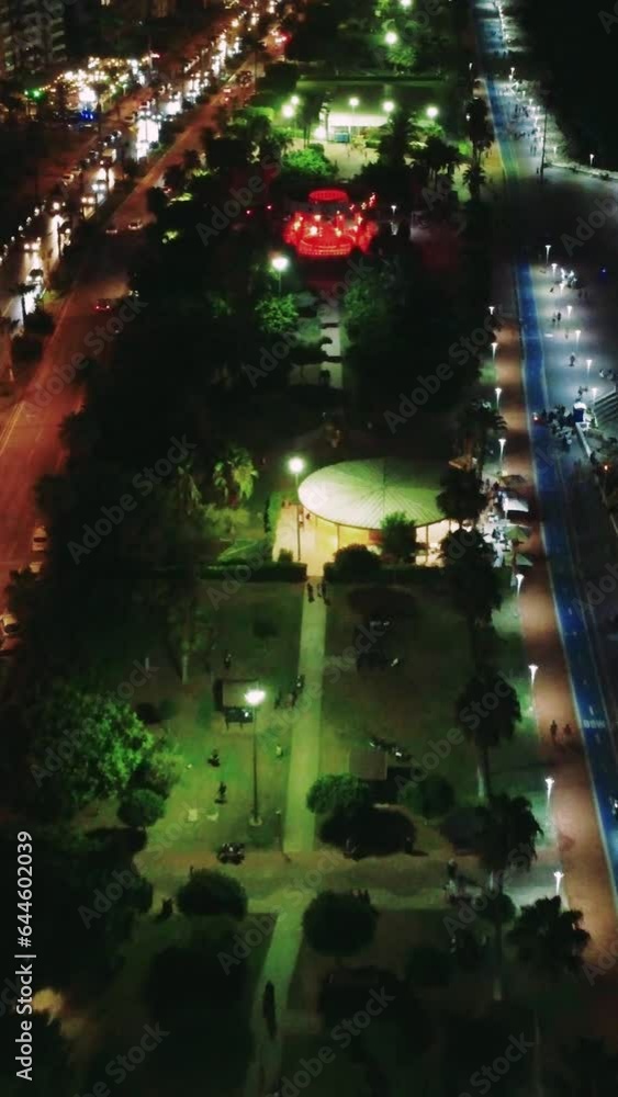 Aerial View Shot of embankment at night of mediterranean city Mersin, Turkey Aerial View Shot of embankment at night of mediterranean city Mersin, Turkey