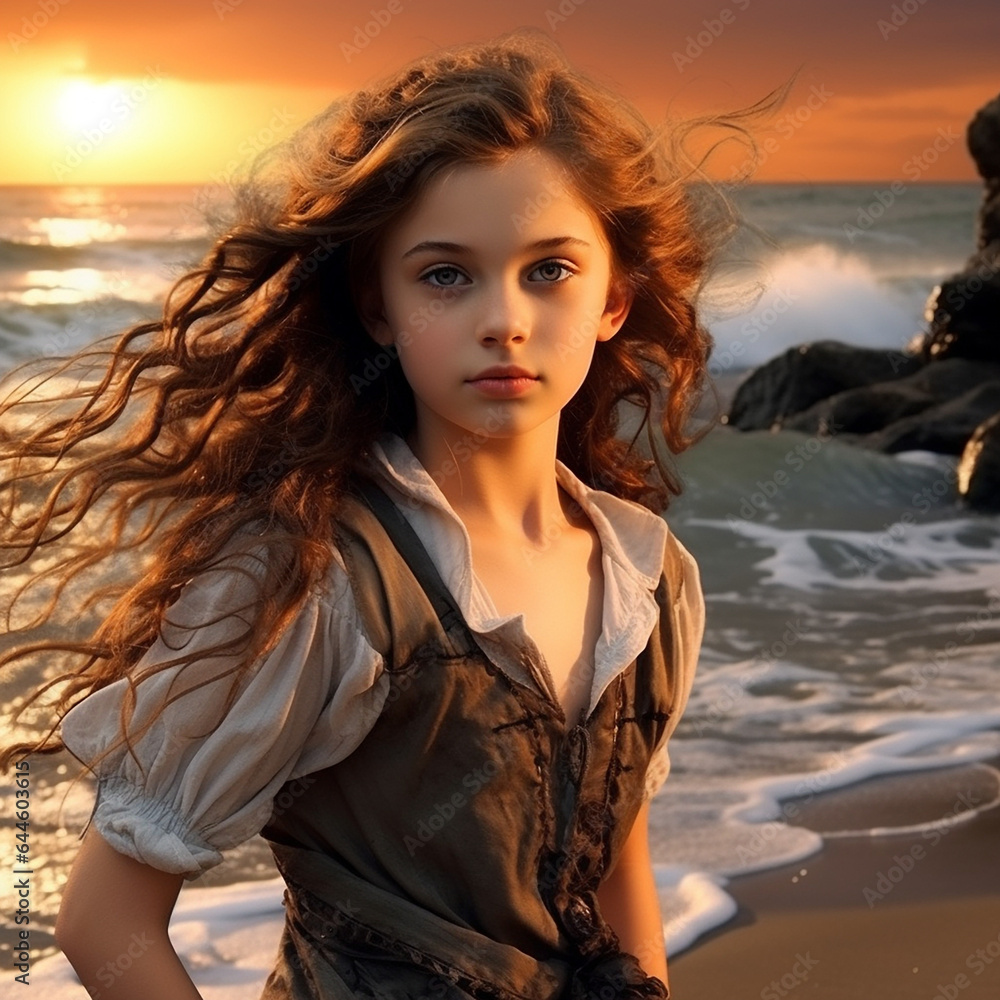 A beautiful girl against the sea