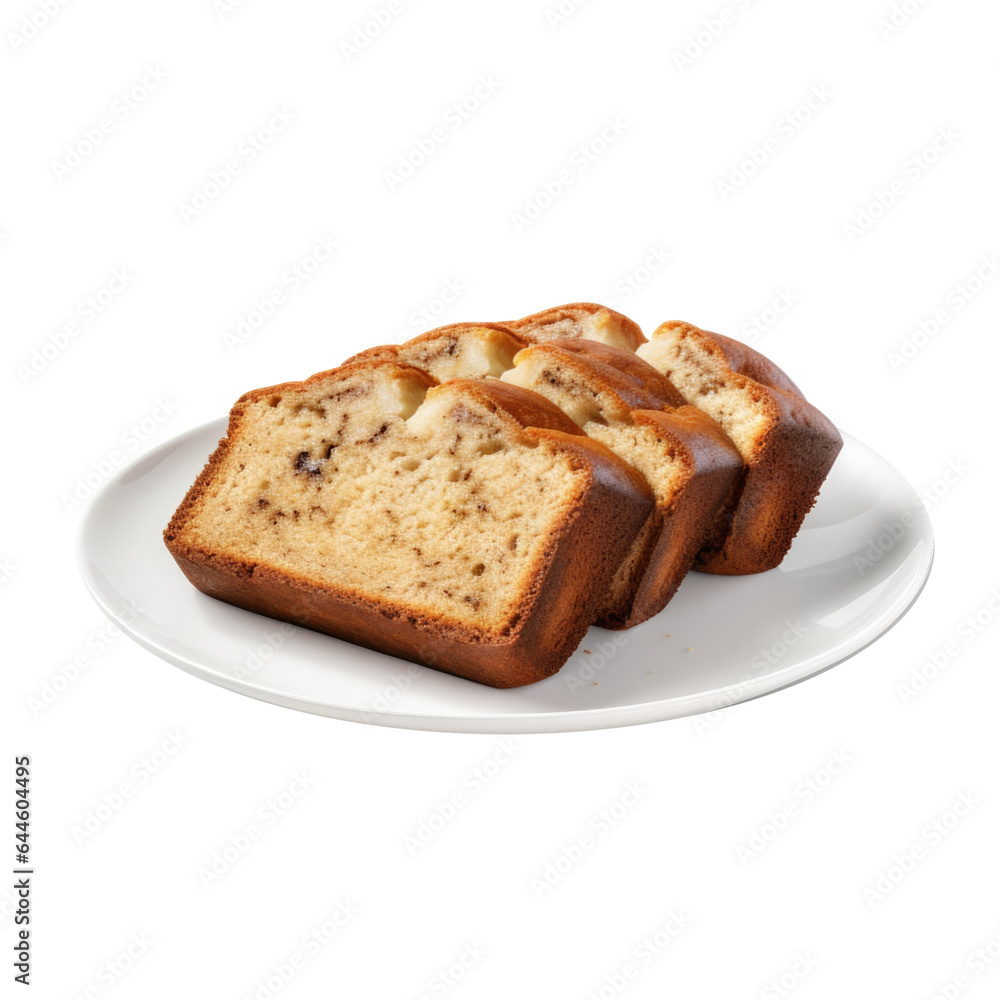 Banana Loaf Bread Isolated on a Transparent Background