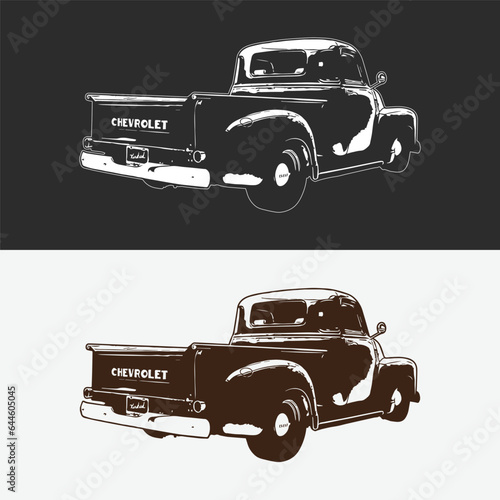 Silhouette vintage car vector, old car vector graphic.