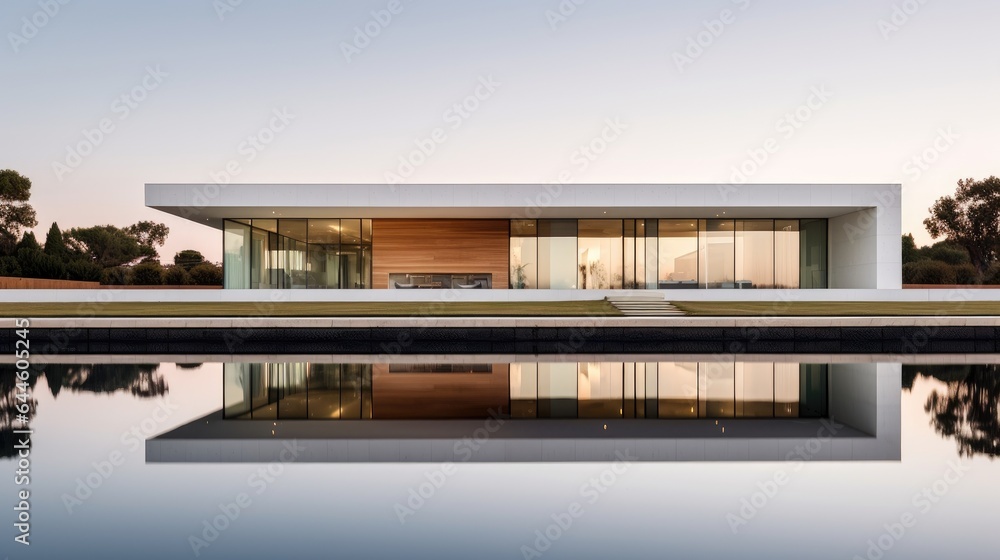 Modern luxury summer villa with infinity pool. Generative AI Modern luxury summer villa with infinity pool. Generative AI