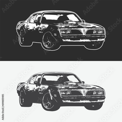 Silhouette vintage car vector, old car vector graphic.