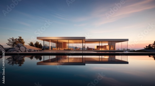 Modern luxury summer villa with infinity pool. Generative AI