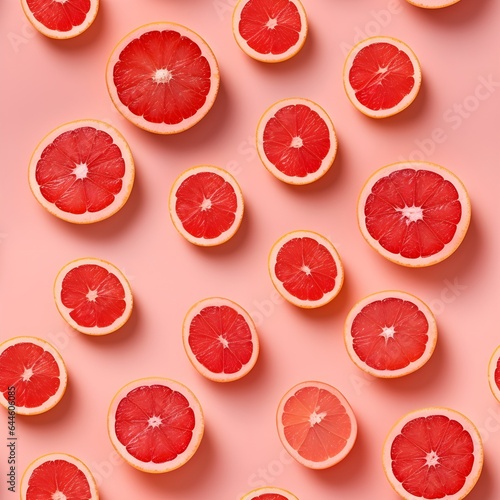 Grapefruits realistic macro seamless pattern.