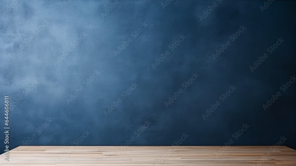 Dark Blue Minimalist abstract background for product Display with empty wooden table Dark Blue Minimalist abstract background for product Display with empty wooden table