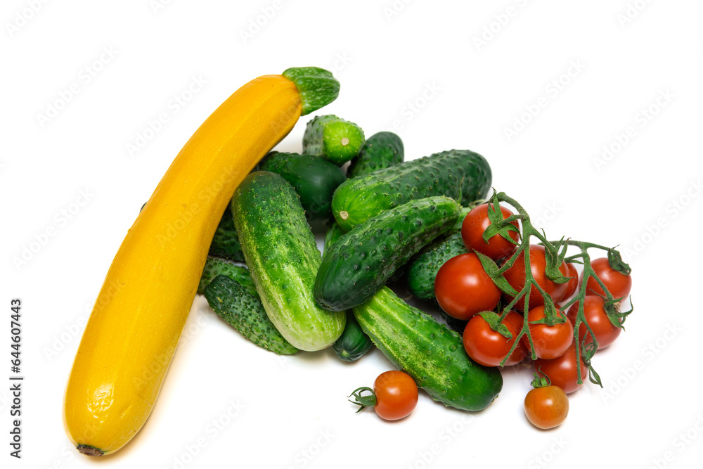 fresh vegetables on a white background, fresh group of vegetables on a white background
