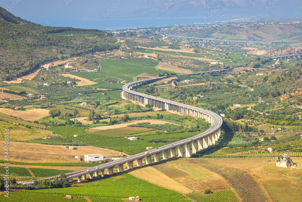 Highway bridge on pillars in Sicily Highway bridge on pillars in Sicily
