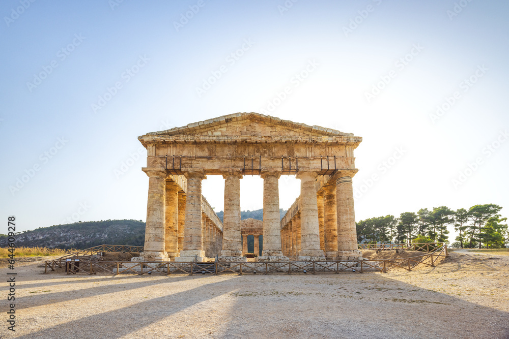 The Doric temple of Segesta. The archaeological site at Sicily, Italy, Europe.