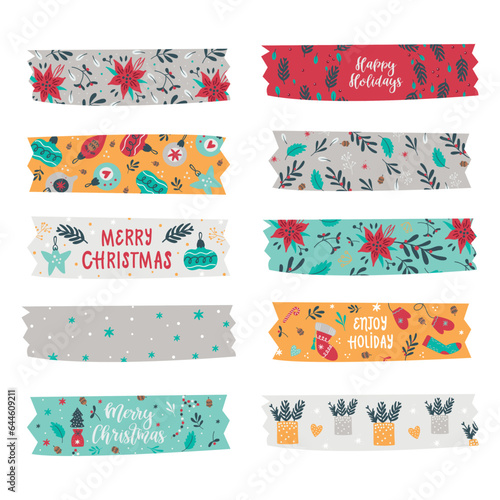 Washi tapes collection with christmas items.