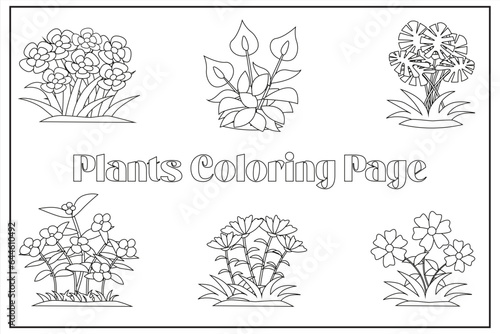 cute collection of indoor houseplants in decorative flowers for your Children coloring pages