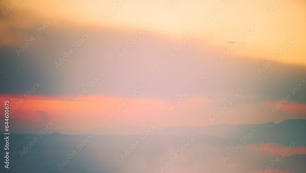 yellow Blurry red light soft panorama sunset sky background with pink clouds