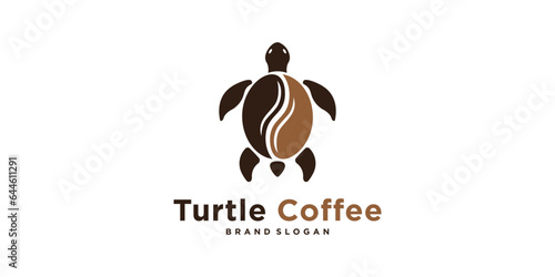 coffee bean with turtle shape for coffee business logo design template