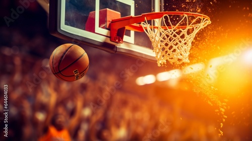 An action photo of a basketball going through the basket of a live game. Scoring points © UMR
