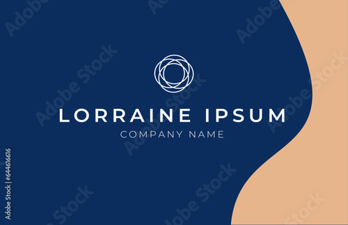 Carte de visite moderne et minimaliste. élégante carte de visite professionnelle, avec un fond bleu et des vagues doré. Carte sobre, simple, organique, avec  des vagues bleu et or