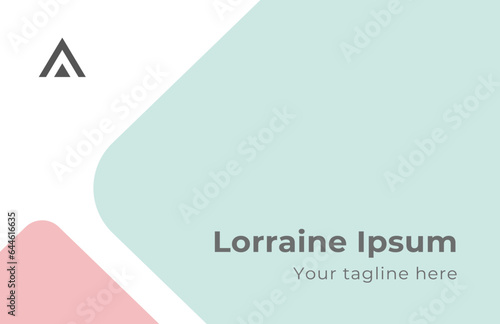 Carte de visite moderne et minimaliste. élégante carte de visite professionnelle, avec un fond blanc, et des tons pastels rose clair, vert pale et jaune. Carte féminine, simple, carré géométrique, et 