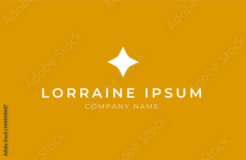 Carte de visite moderne et minimaliste. élégante carte de visite professionnelle, avec un fond jaune et des éléments blanc. Carte pétillante, simple, logo étoilé, luxe et géométrique