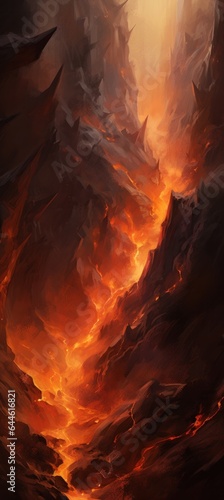 A vibrant painting of a fiery volcano spewing molten lava against a blazing sunset, capturing the untamed beauty and raw power of nature