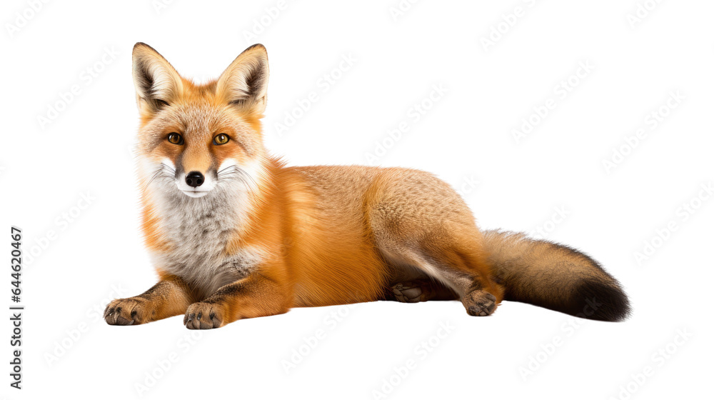 Fototapeta premium Portrait of a friendly fox, on a transparent background