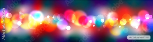 Vector Colorful Background with Defocused City Lights with Night Bokeh.