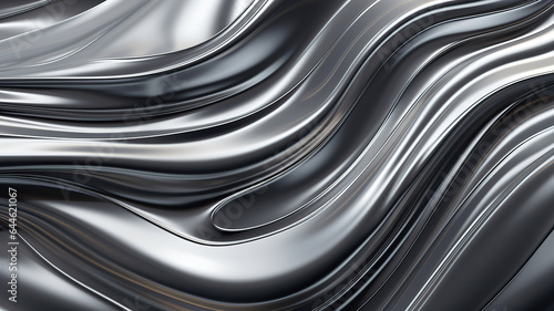 Gray background with molten metal effect. Wavy gray background. The texture of liquid metal. Abstract metallic chrome background. 