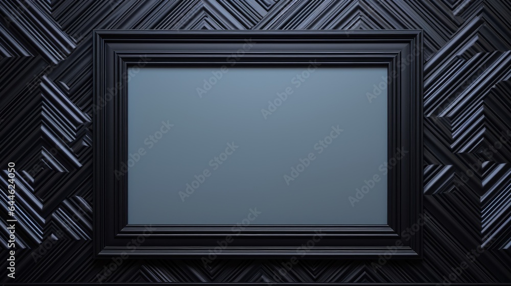 Empty picture frame on a geometric patterned wall