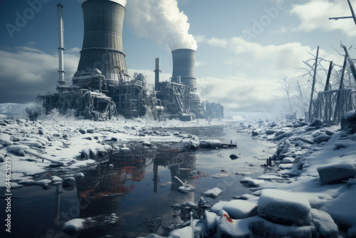 Nuclear power plant in winter