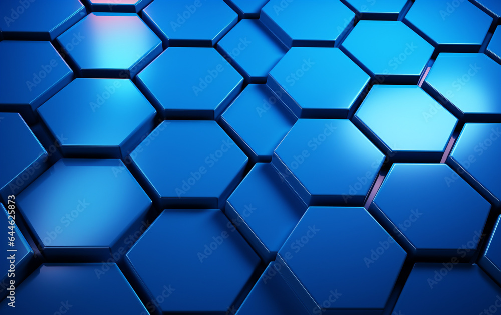 Blue hexagon pattern.3d rendering Blue hexagon pattern.3d rendering