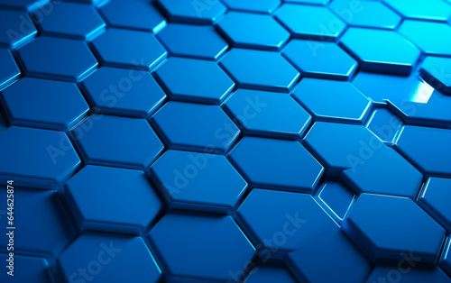 Blue hexagon pattern.3d rendering 