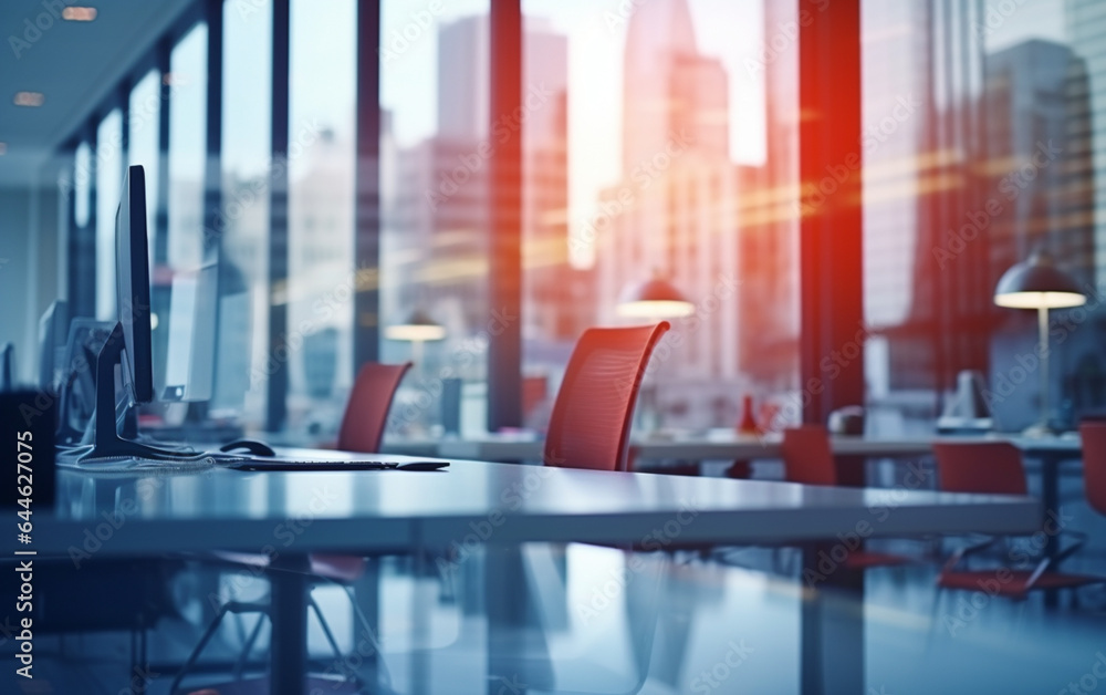 Blur background of empty modern office background in city center workspace interior design Blur background of empty modern office background in city center workspace interior design