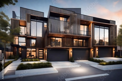 a modern townhome, a striking testament to contemporary architecture - AI Generative © Being Imaginative