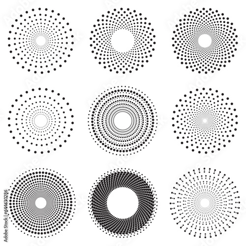 Collection of abstract symbol of circular dotted pattern