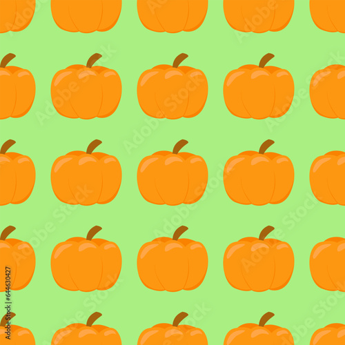 Vector seamless pattern with pumpkins. Hand drawn colorful illustration. Halloween background