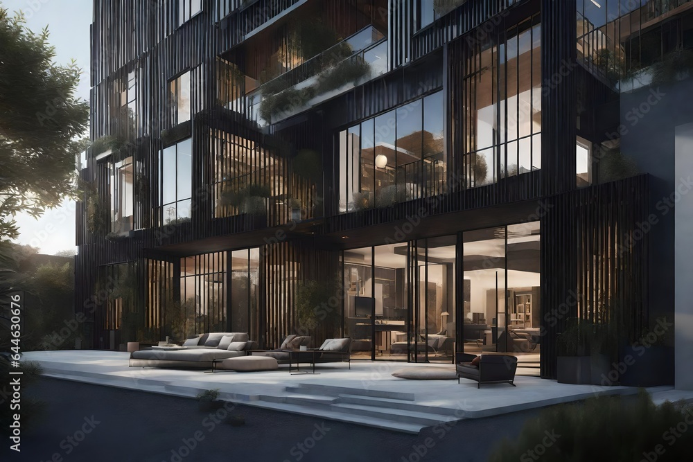 architectural photorealistic rendering of a stylish House boutique and industry - AI Generative