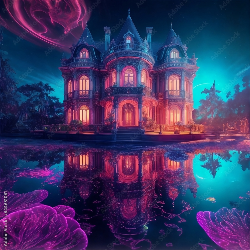 Fantasy Mansion at night Fantasy Mansion at night