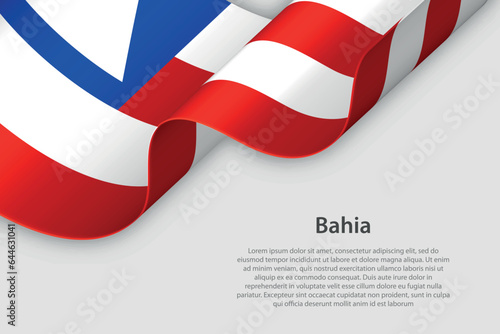 3d ribbon with flag Bahia. Brazilian state. isolated on white background