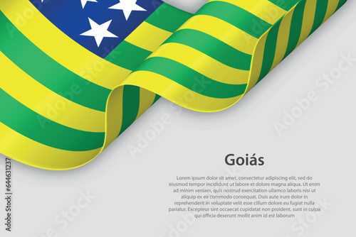 3d ribbon with flag Goias. Brazilian state. isolated on white background