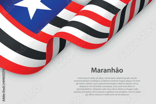 3d ribbon with flag Maranhao. Brazilian state. isolated on white background