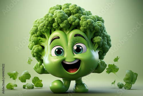 Cute, funny and emotional vegetables character animated,animated expressions, quirky expressions, playful expressions,. happy broccoli.