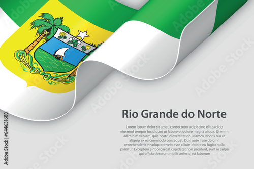 3d ribbon with flag Rio Grande do Norte. Brazilian state. isolated on white background
